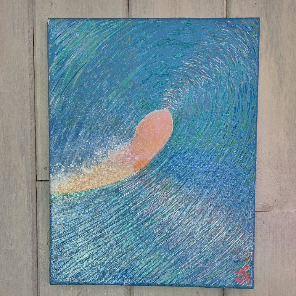 "Sunset Wave" Original Acrylic Art On Stretched Canvas By Me~ Eskimo Jo